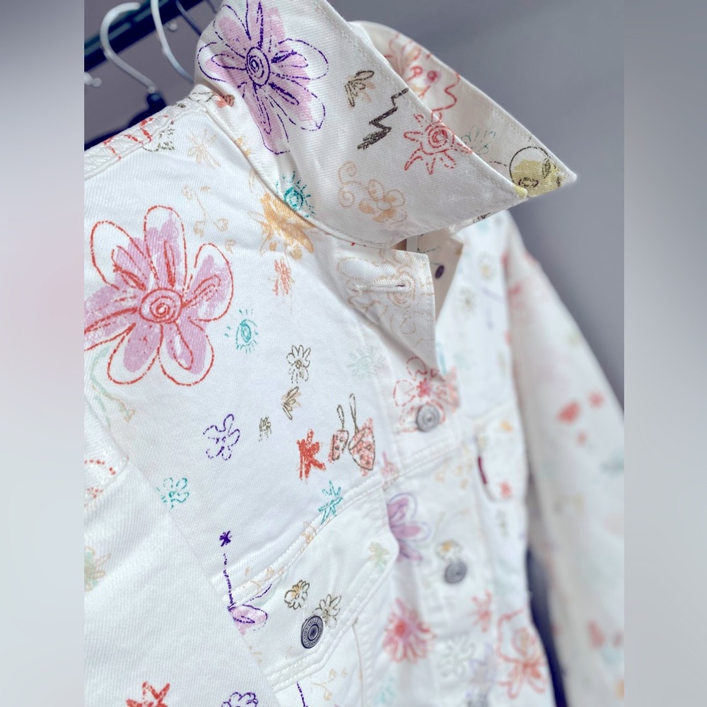 Levi’s Women's Floral-Print 90s Pocket-Front Cotton Trucker Jacket ✨ Size Large